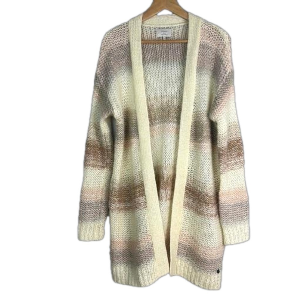 Anthropologie Numph Loraina Metallic Striped Cardigan Long Sweater SM Wool Blend - Picture 2 of 16